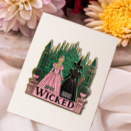 Beautiful Witches - Personalized Green and Pink Pin