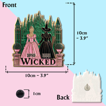 Beautiful Witches - Personalized Green and Pink Pin