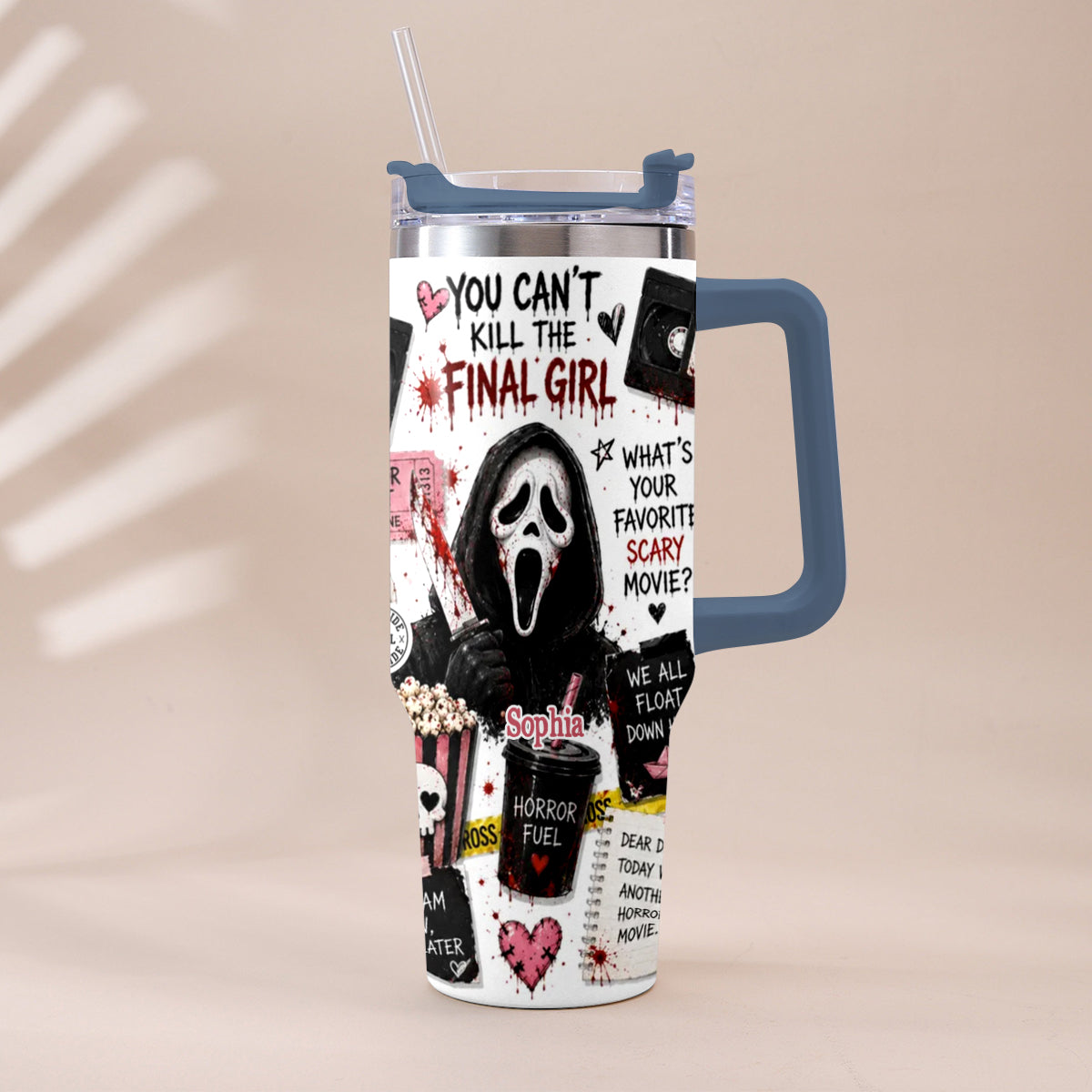 Horror Movie Fans - Personalized Horror Character Tumbler With Plush Charm