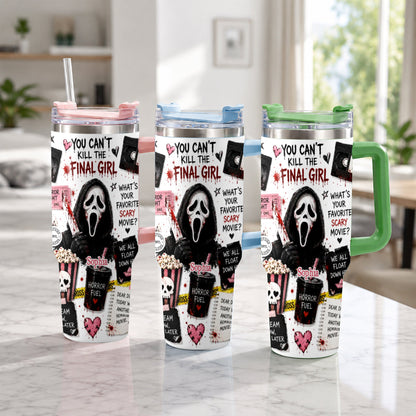 Horror Movie Fans - Personalized Horror Character Tumbler With Plush Charm