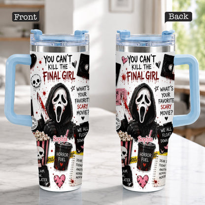 Horror Movie Fans - Personalized Horror Character Tumbler With Plush Charm