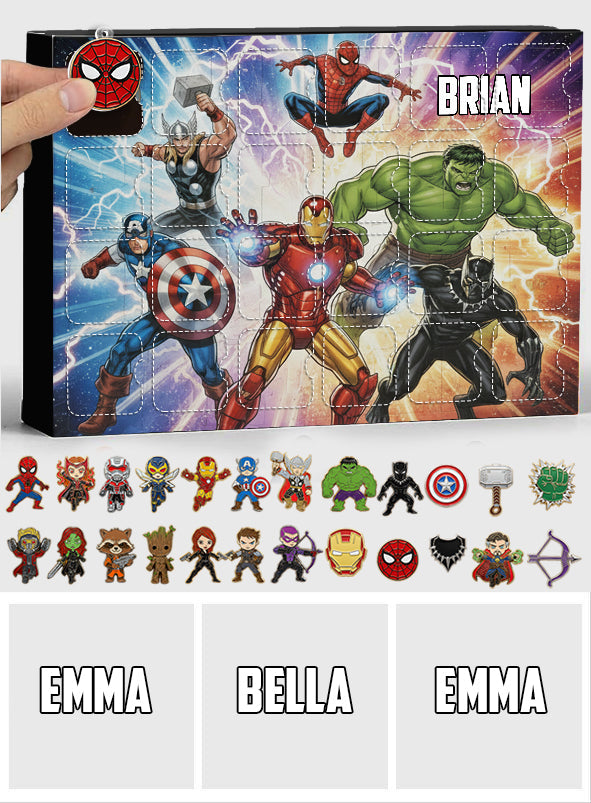 Heros - Personalized Kid Advent Calendar With Ornaments