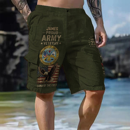 Veteran Proud, 250th Anniversary - Personalized Veteran Cargo Shorts With Belt