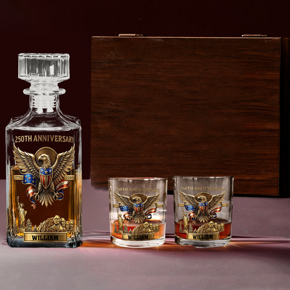 250th Anniversary USA - Personalized Pontoon Whiskey Decanter Set