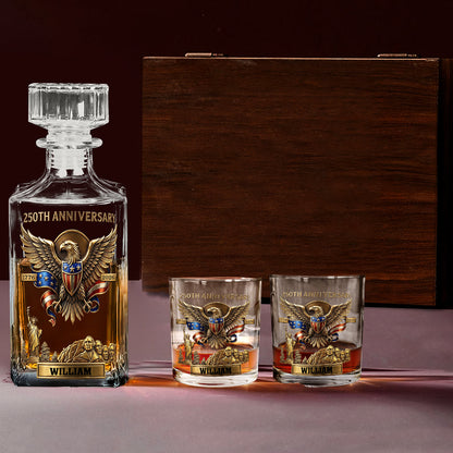 250th Anniversary USA - Personalized Pontoon Whiskey Decanter Set