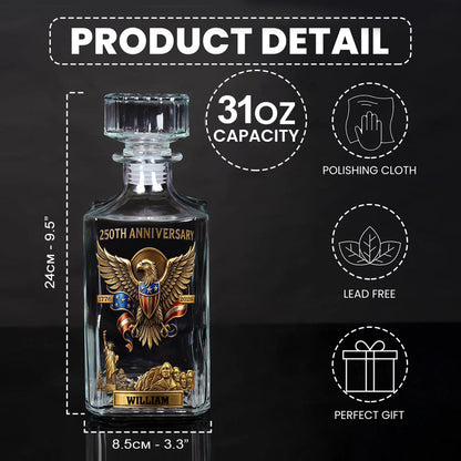 250th Anniversary USA - Personalized Pontoon Whiskey Decanter Set