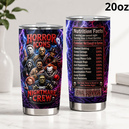 Horror Movies Fans Gift, Nutrtion Facts - Personalized Horror Character Tumbler