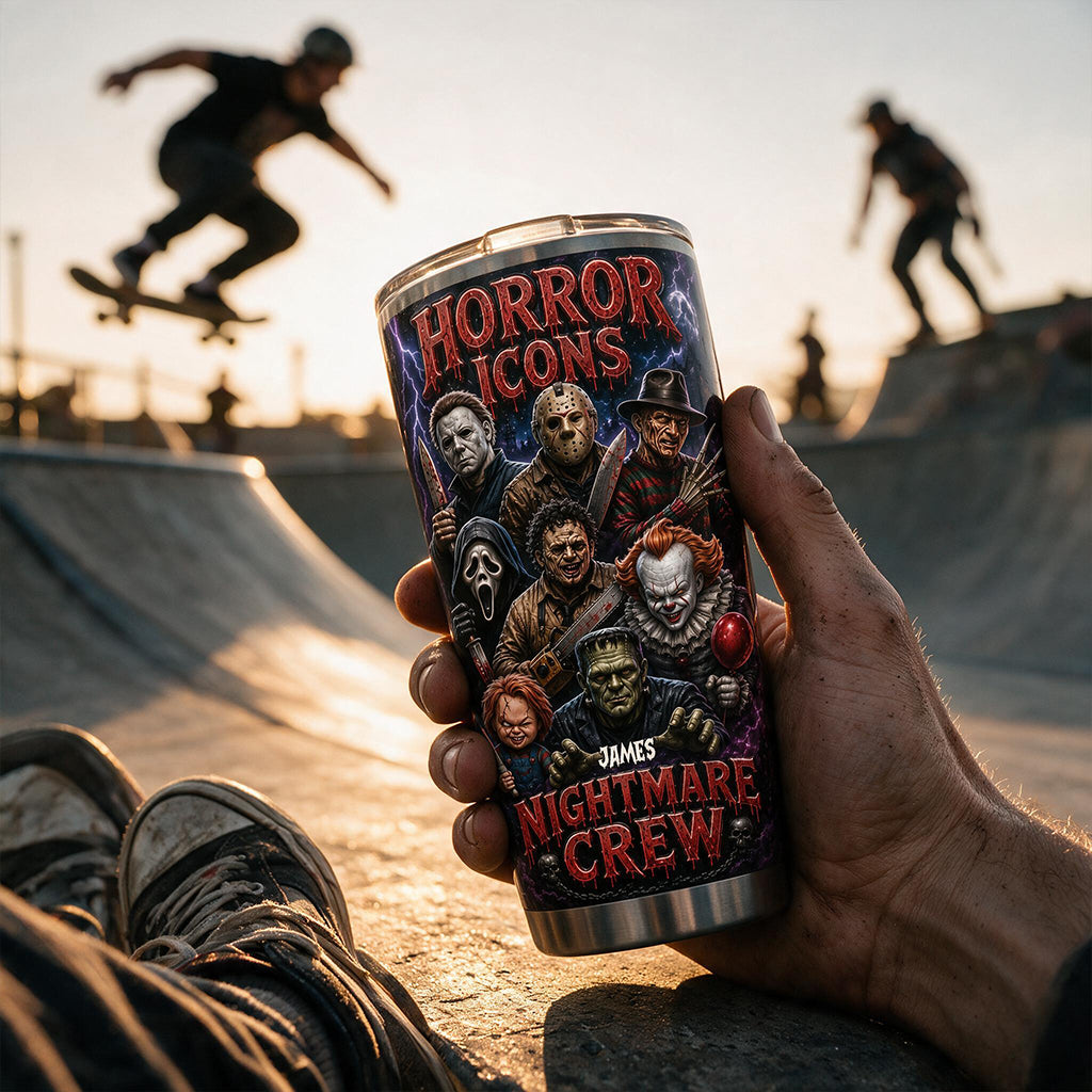 Horror Movies Fans Gift, Nutrtion Facts - Personalized Horror Character Tumbler