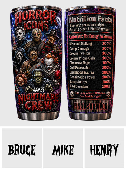 Horror Movies Fans Gift, Nutrtion Facts - Personalized Horror Character Tumbler