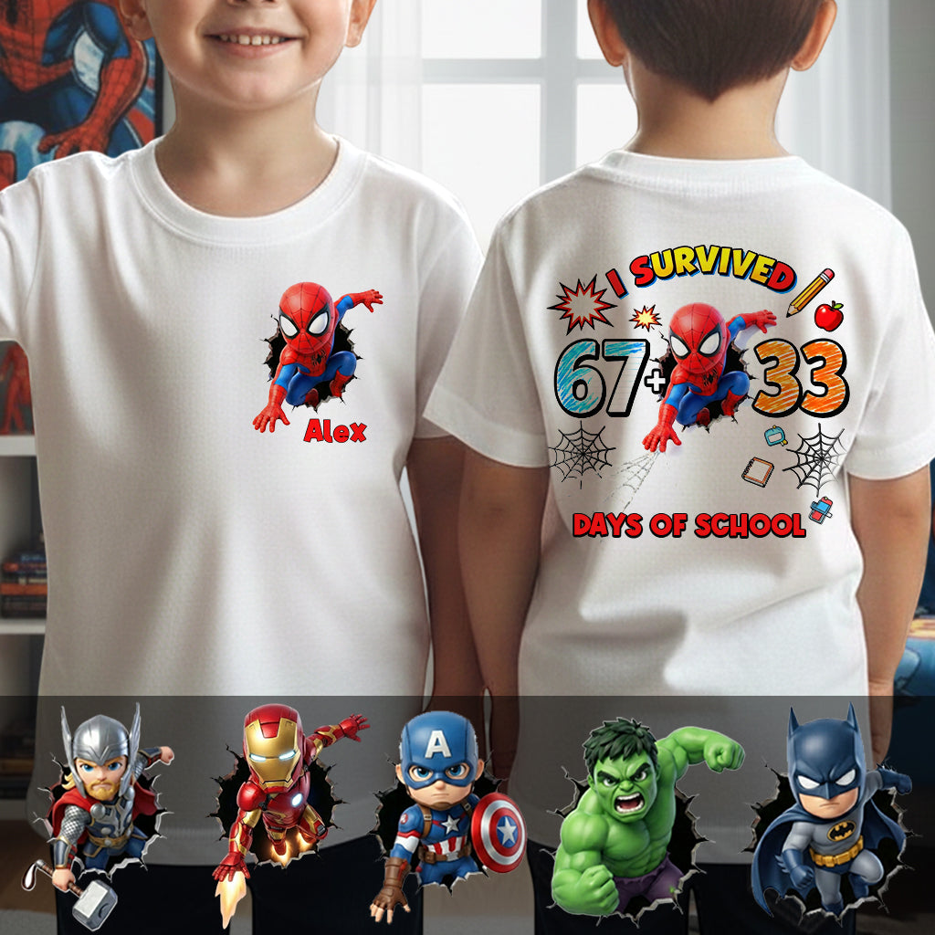 I Survived 100 Days of School - Personalized Superhero All Over Shirt