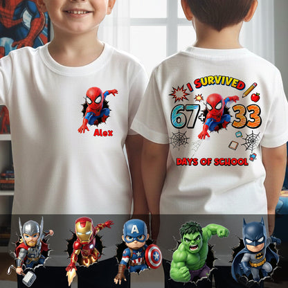 I Survived 100 Days of School - Personalized Superhero All Over Shirt
