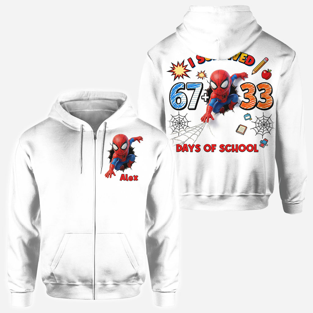 I Survived 100 Days of School - Personalized Superhero All Over Shirt