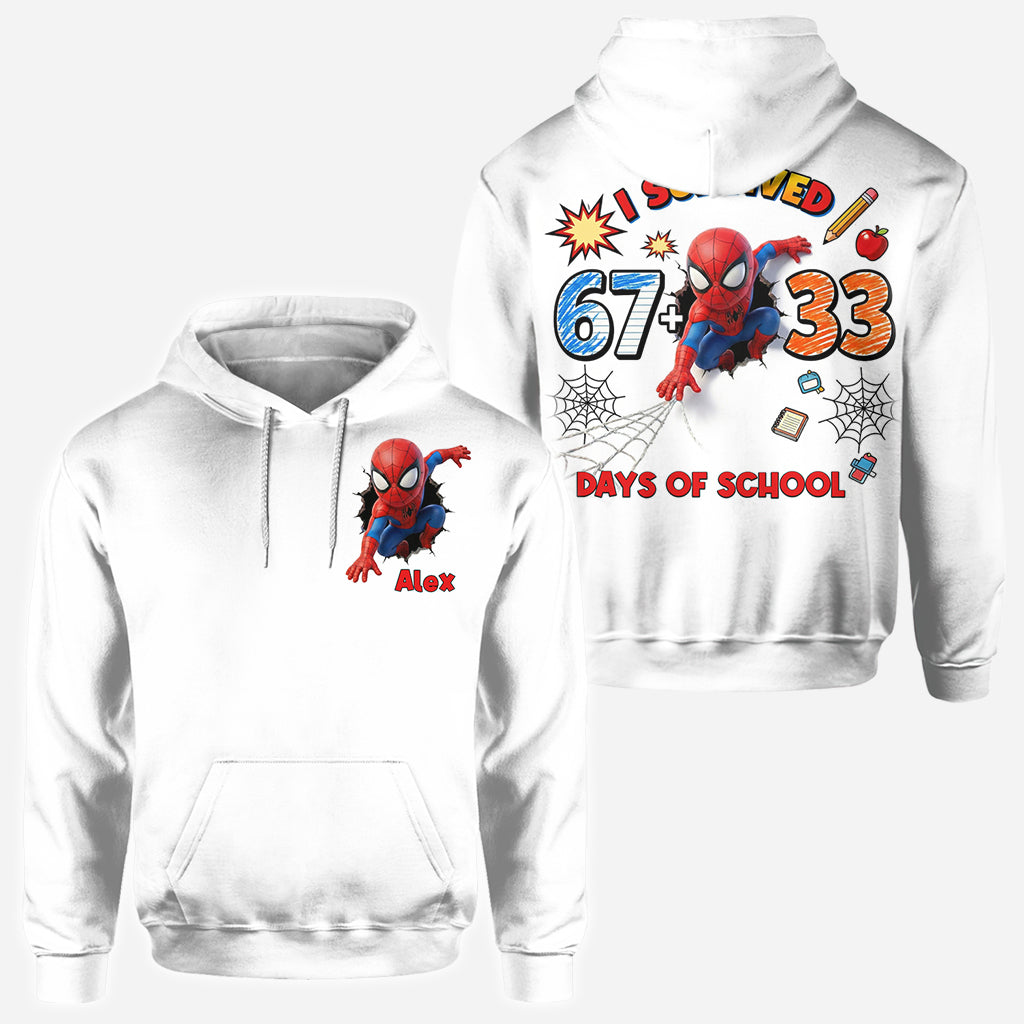 I Survived 100 Days of School - Personalized Superhero All Over Shirt
