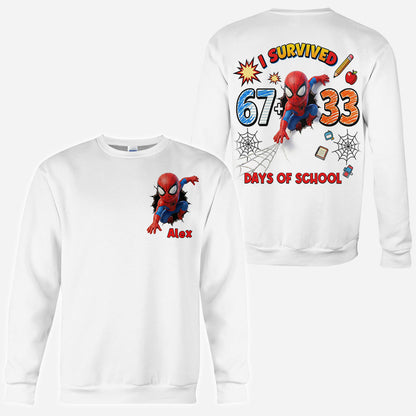 I Survived 100 Days of School - Personalized Superhero All Over Shirt