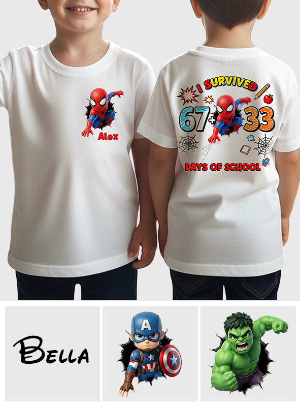 I Survived 100 Days of School - Personalized Superhero All Over Shirt