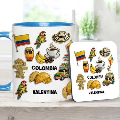 Proud Colombian - Personalized Expats Accent Mug & Coaster
