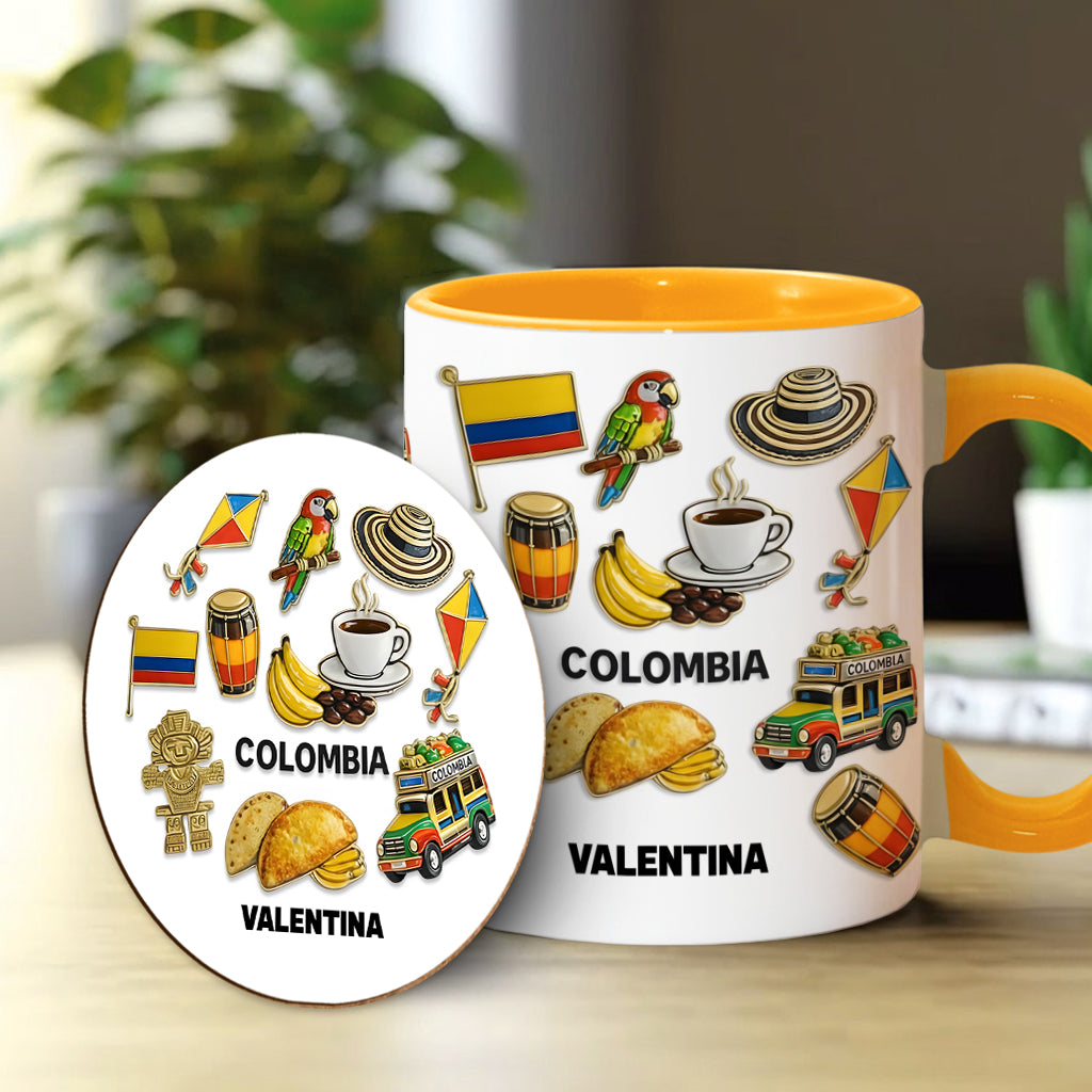 Proud Colombian - Personalized Expats Accent Mug & Coaster