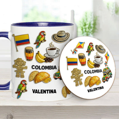 Proud Colombian - Personalized Expats Accent Mug & Coaster
