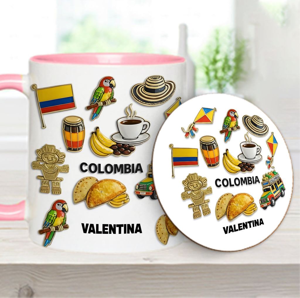 Proud Colombian - Personalized Expats Accent Mug & Coaster
