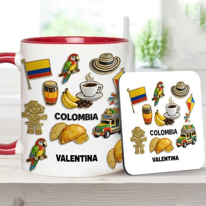 Proud Colombian - Personalized Expats Accent Mug & Coaster