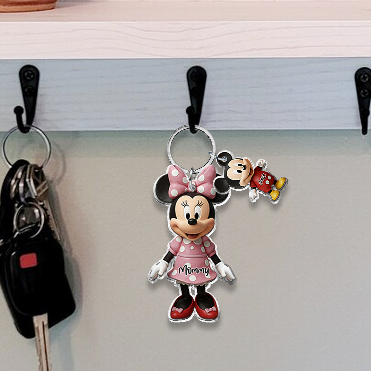 Mama Mouse - Personalized Mouse Keychain with Charms
