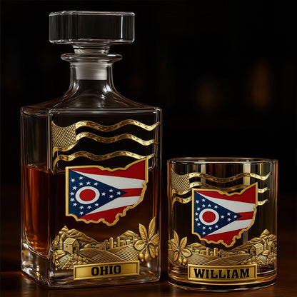 Strong Ohio - Personalize States of America Whiskey Decanter Set
