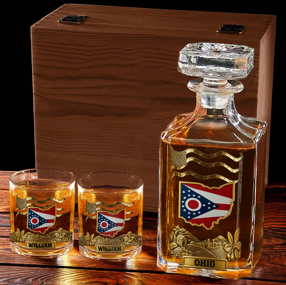 Strong Ohio - Personalize States of America Whiskey Decanter Set
