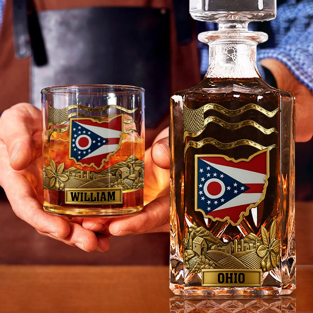 Strong Ohio - Personalize States of America Whiskey Decanter Set