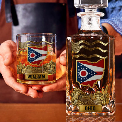 Strong Ohio - Personalize States of America Whiskey Decanter Set