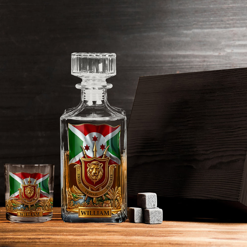 Burundi Gift - Personalized Expats Whiskey Decanter Set