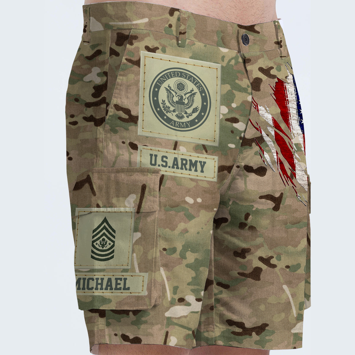 I'm A Soldier - Personalized Veteran Cargo Shorts With Belt