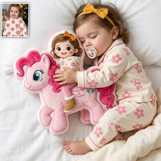 Riding My Favorite Pony - Personalized The Tiny Pony Premium Faux Fur Pillow