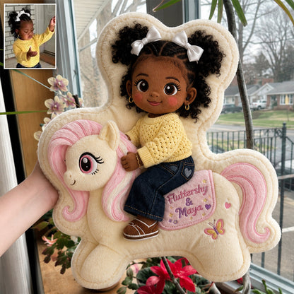 Riding My Favorite Pony - Personalized The Tiny Pony Premium Faux Fur Pillow
