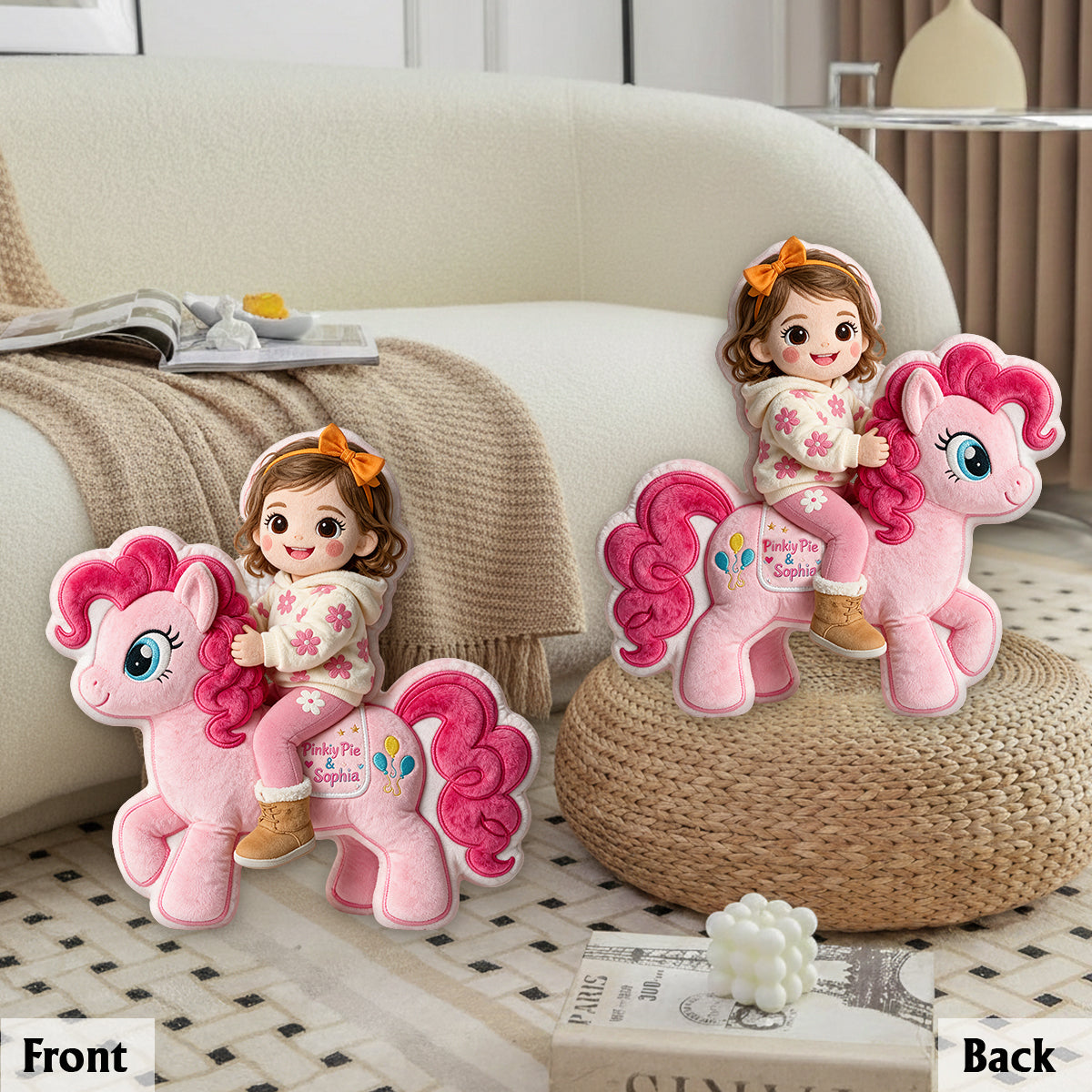 Riding My Favorite Pony - Personalized The Tiny Pony Premium Faux Fur Pillow