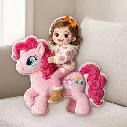 Riding My Favorite Pony - Personalized The Tiny Pony Premium Faux Fur Pillow