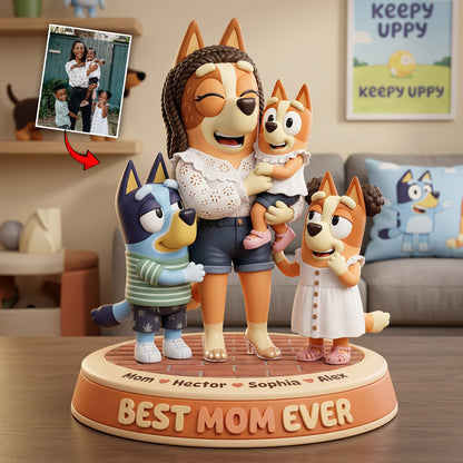 Cute Dog Mom - Personalized Blue Dog Custom Shaped Acrylic Plaque