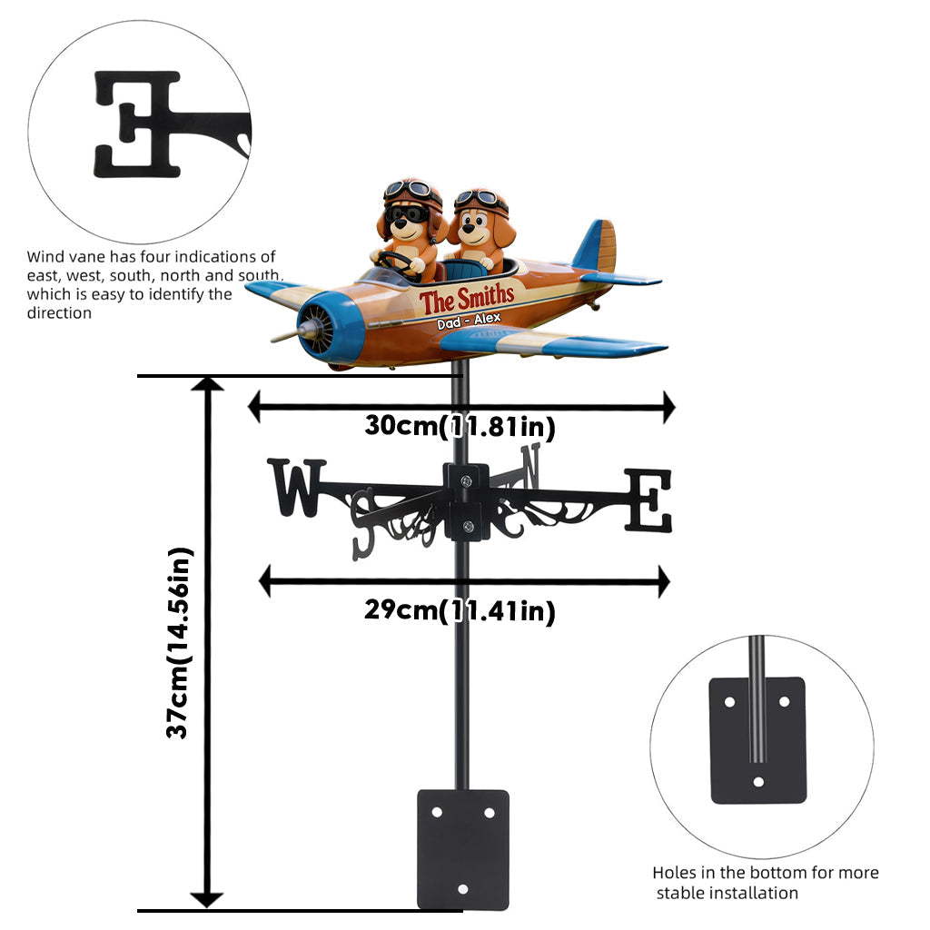 Blue Dog Family - Personalized Blue Dog Weather Vane