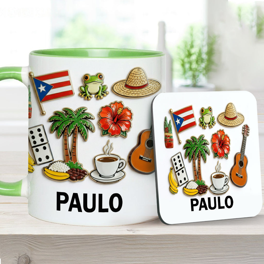 Proud To Be Puerto Rican - Personalized Expats Accent Mug & Coaster