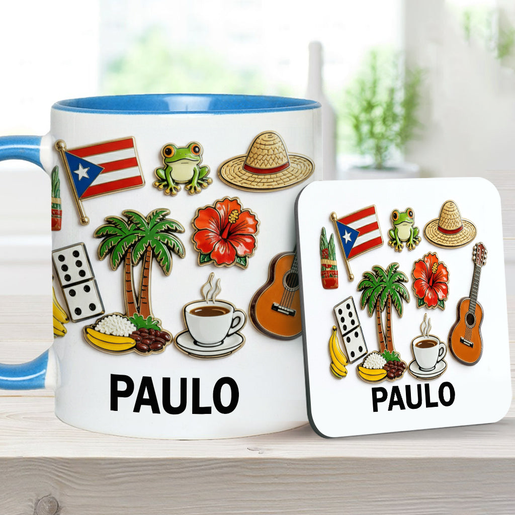 Proud To Be Puerto Rican - Personalized Expats Accent Mug & Coaster