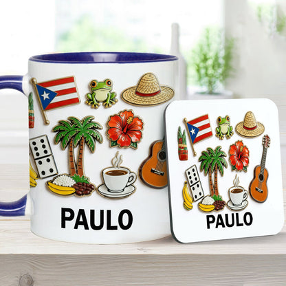 Proud To Be Puerto Rican - Personalized Expats Accent Mug & Coaster