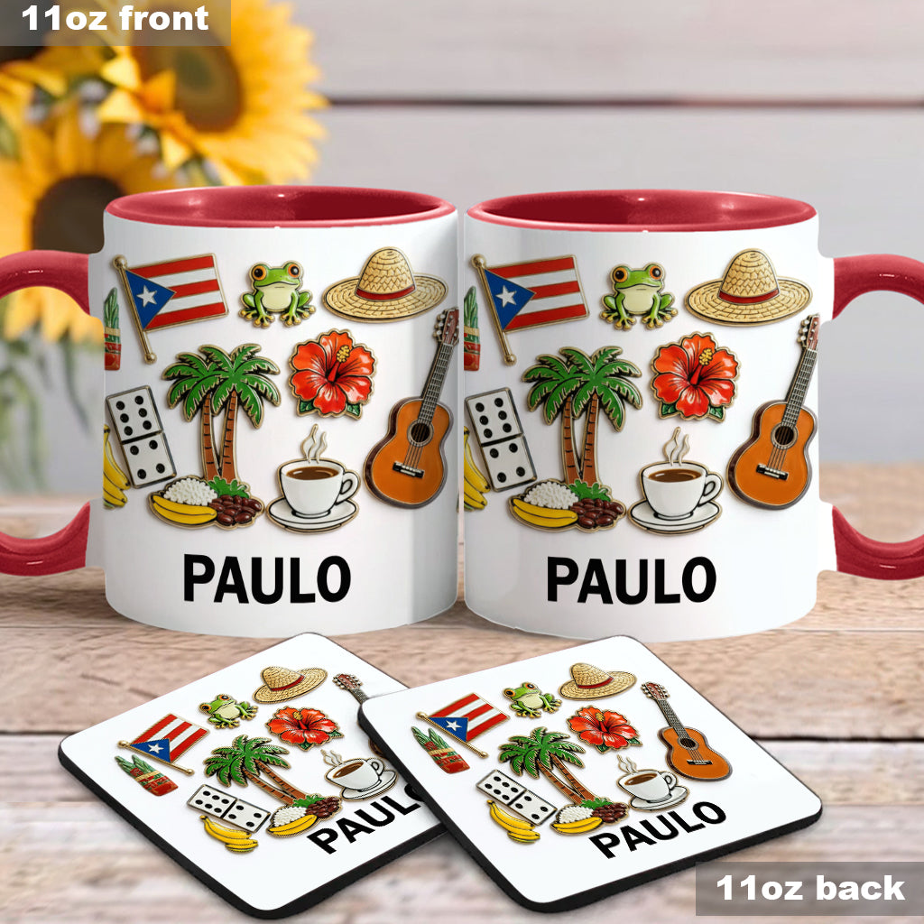 Proud To Be Puerto Rican - Personalized Expats Accent Mug & Coaster