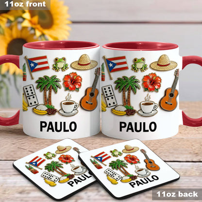 Proud To Be Puerto Rican - Personalized Expats Accent Mug & Coaster