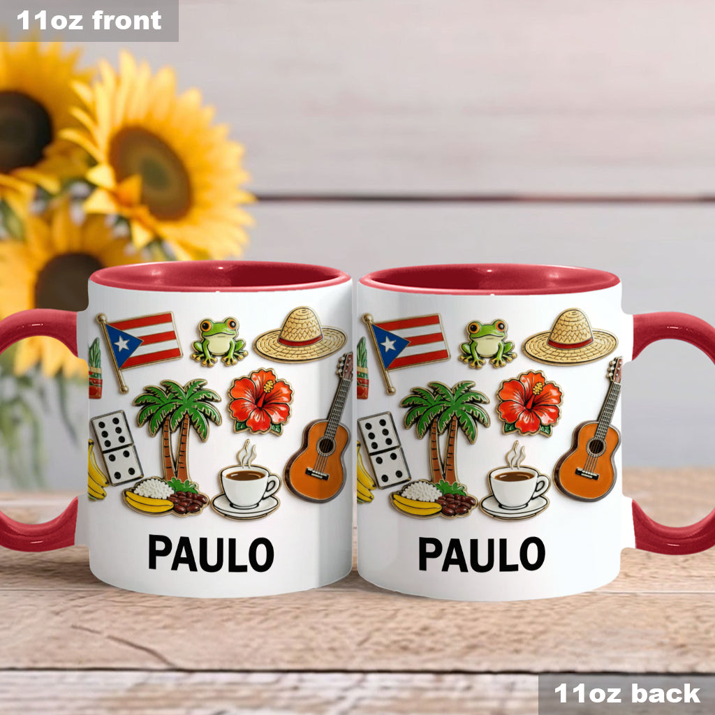Proud To Be Puerto Rican - Personalized Expats Accent Mug & Coaster