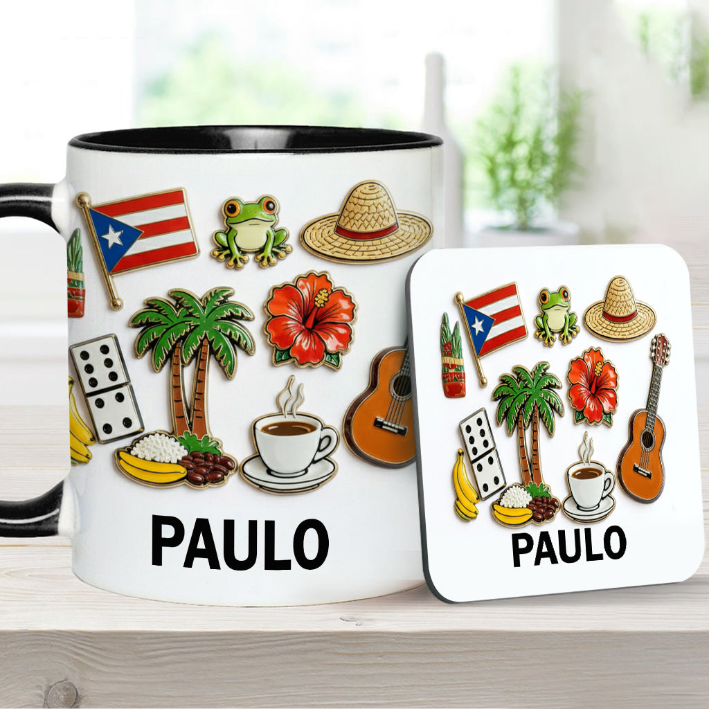 Proud To Be Puerto Rican - Personalized Expats Accent Mug & Coaster