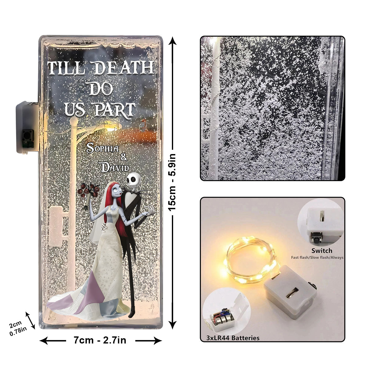 Till Death Do Us Part - Personalized Nightmare Snowflake Night Light