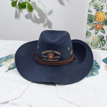 Marine Corps - Personalized Veteran Wide Brim Cowboy Hat