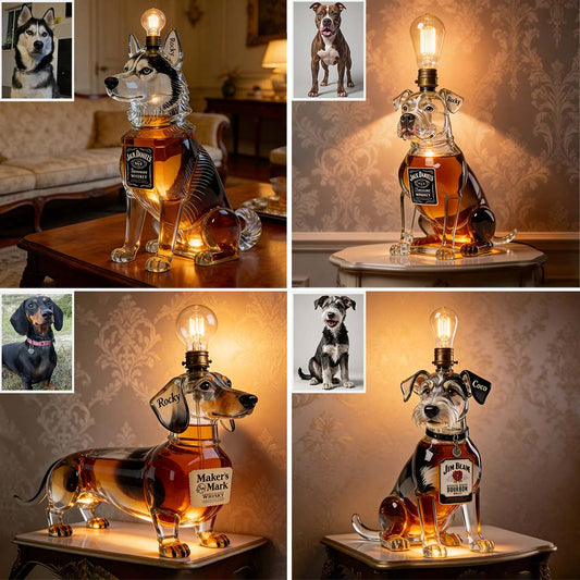 Pet Whiskey Bottle Lamp - Personalized Dog Acrylic LED Night Light