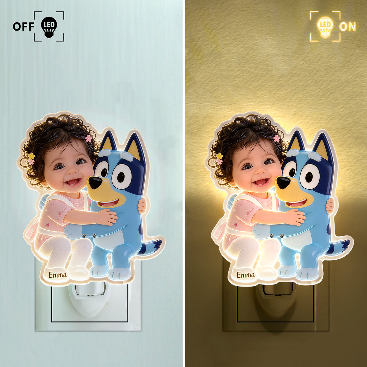 Sweet Dreams - Personalized Blue Dog Acrylic Plug-In Night Light