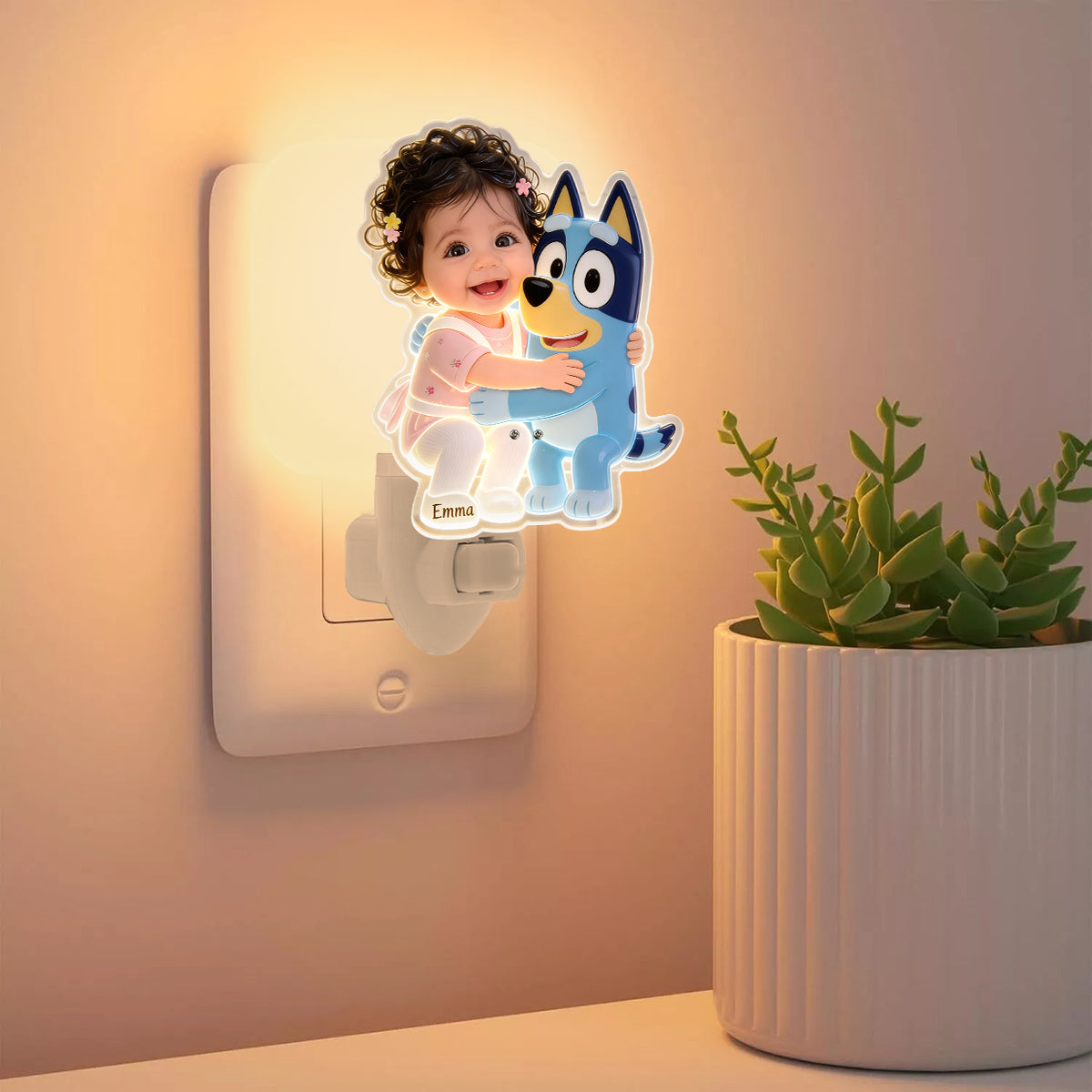 Sweet Dreams - Personalized Blue Dog Acrylic Plug-In Night Light