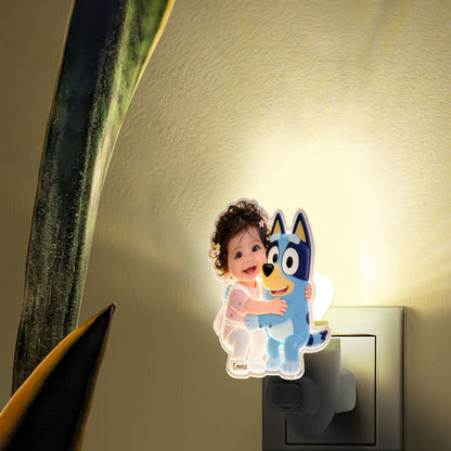 Sweet Dreams - Personalized Blue Dog Acrylic Plug-In Night Light